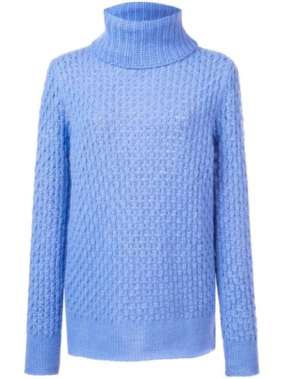 Shop Les Copains Oversized Turtleneck Sweater - Blue