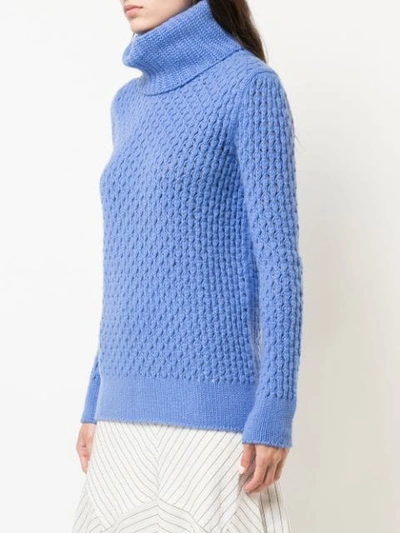 Shop Les Copains Oversized Turtleneck Sweater - Blue