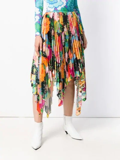 floral print asymmetric pleated skirt