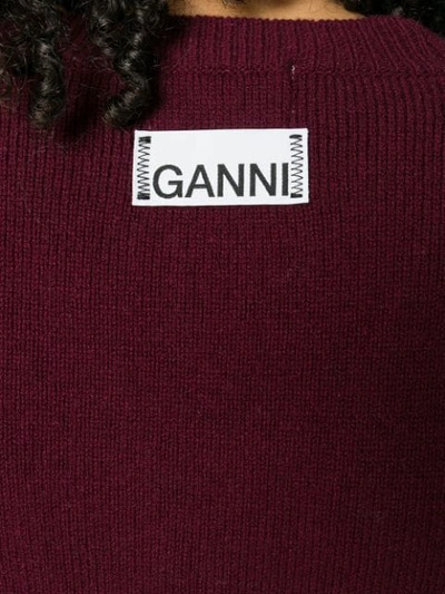 Shop Ganni Wool Knit Cardigan In Red