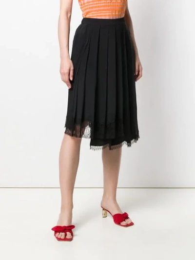 Shop N°21 Lace Hem Pleated Skirt In Black