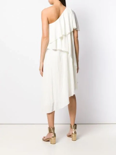 Shop Lanvin One Shoulder Ruffle Dress In White