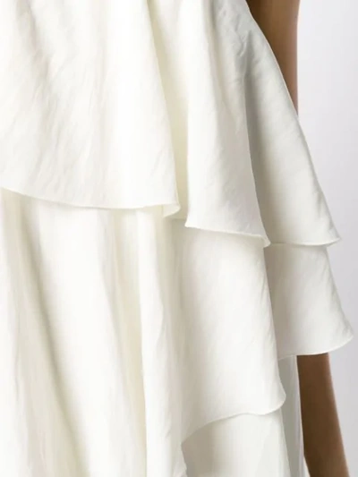 Shop Lanvin One Shoulder Ruffle Dress In White
