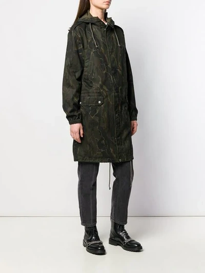 Shop Saint Laurent Camouflage Print Parka In Green