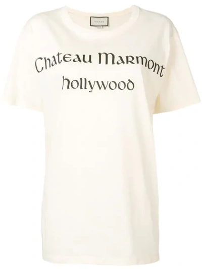 Shop Gucci Chateau Marmont T-shirt In Neutrals