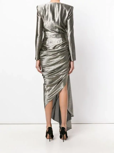Shop Redemption Asymmetric Gathered Waist Dress In Grey