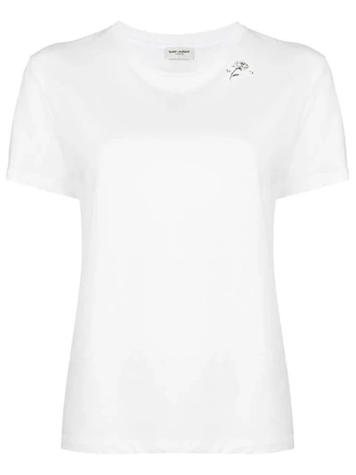 Shop Saint Laurent T-shirt Mit Rosen-print In White