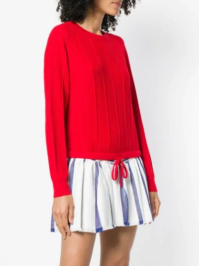 Shop Apc Ribbed Knit Cropped Top In Red