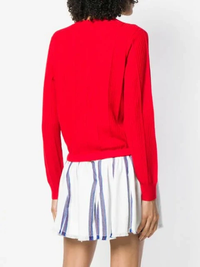 Shop Apc Ribbed Knit Cropped Top In Red