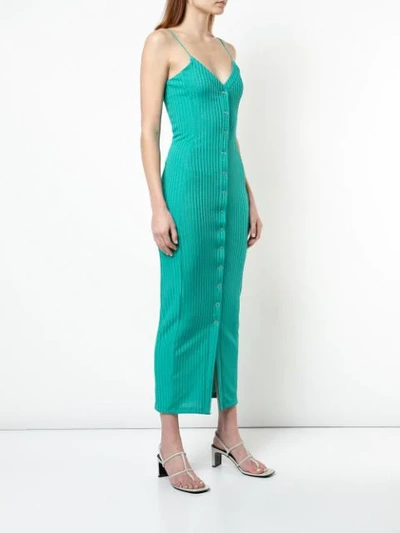 Shop Fleur Du Mal Ribbed Snap Dress In Green