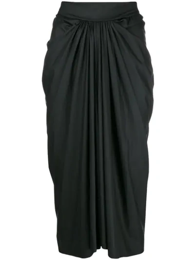 Shop Rick Owens Draped Midi Skirt In Black