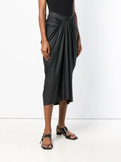 Shop Rick Owens Draped Midi Skirt In Black