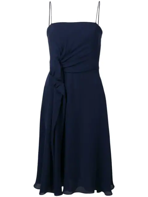 Emporio Armani Gathered Waist Dress In Blue | ModeSens