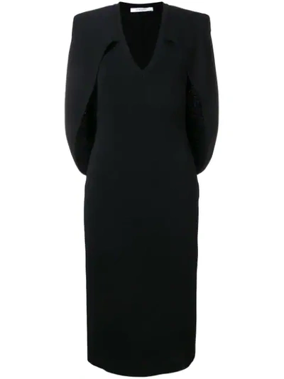 Shop Givenchy V-neck Cape Dress In Black