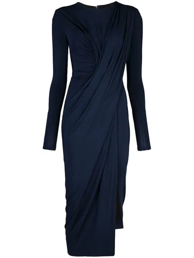 Shop Jason Wu Collection Draped Midi Dress In Navy