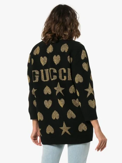 Shop Gucci Hearts And Stars Wool In Black