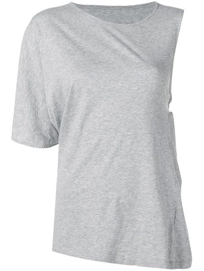 Shop Mm6 Maison Margiela Asymmetric T-shirt In Grey