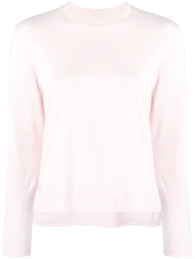 Shop Thom Browne Logo-patch Long-sleeve T-shirt In Pink