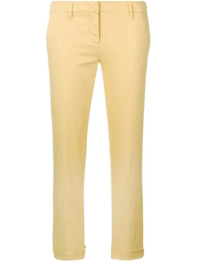 Shop Aspesi Slim Fit Cropped Chinos In Yellow