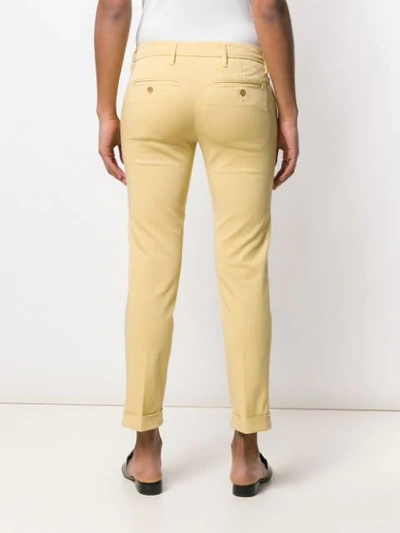 Shop Aspesi Slim Fit Cropped Chinos In Yellow