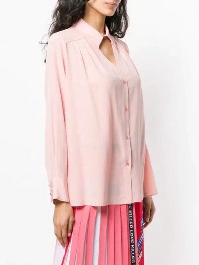 Shop Pinko Cut Out Neck Oversized Shirt In Pink