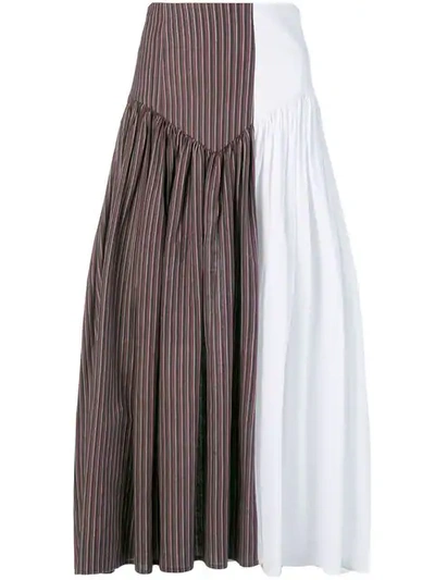 Shop Atelier Bâba Two-tone Gathered Skirt In Brown