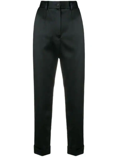 Shop Dolce & Gabbana High-waisted Cropped Trousers In Black