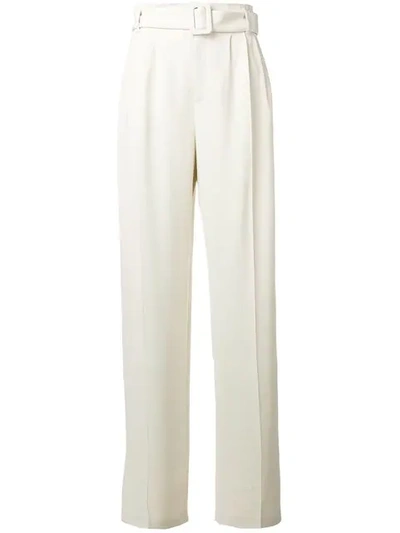 Shop Off-white Belted Tapered Trousers In White