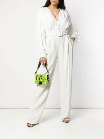 Shop Off-white Belted Tapered Trousers In White