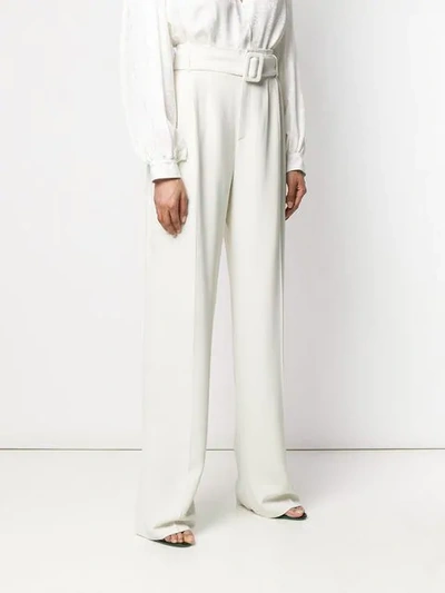 Shop Off-white Belted Tapered Trousers In White