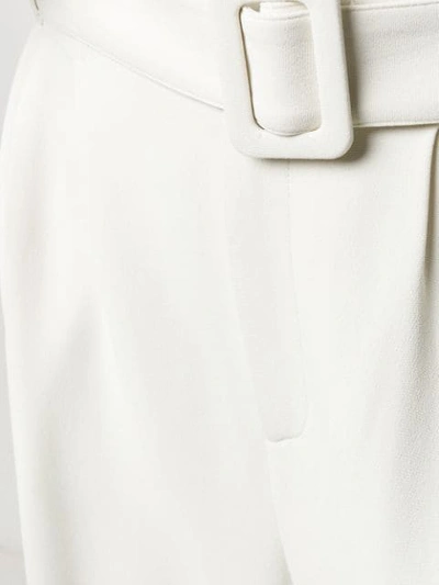 Shop Off-white Belted Tapered Trousers In White