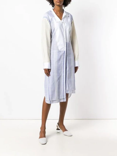 Shop Loewe Asymmetric Shirt Dress In Blue