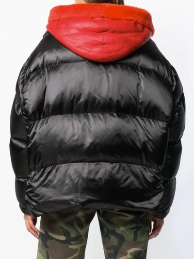 Shop Yves Salomon Shearling Down Jacket In B0894 Black Red