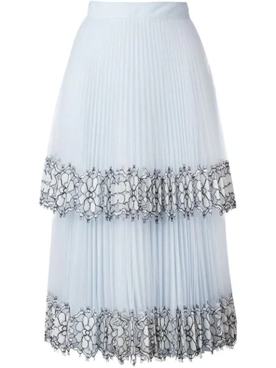 Shop Christopher Kane Pleated Layered Midi Skirt In Blue