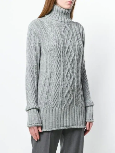 Shop Thom Browne 'aran' Rollkragenpullover In 055 Light Grey