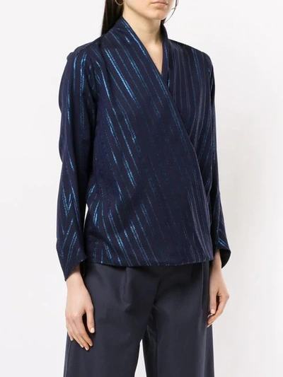 Shop Zero + Maria Cornejo Wrap Front Blouse In Blue