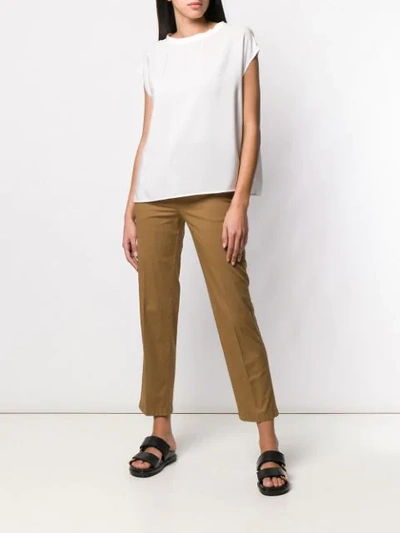 Shop Aspesi Cropped Slim-fit Trousers In Brown