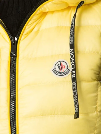 Shop Moncler Padded Hooded Waistcoat In Yellow