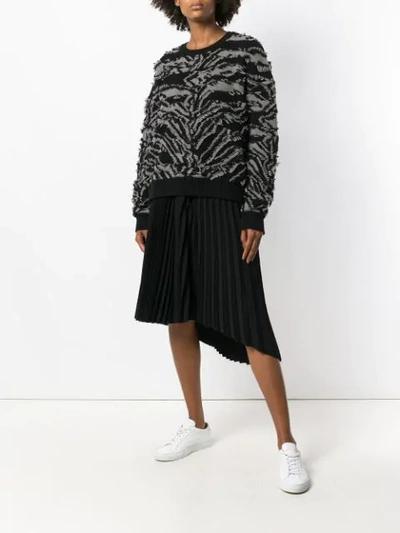 Shop Stella Mccartney Textured Zebra Patterned Sweater In Black
