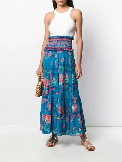 Shop Anjuna Floral Print Maxi Skirt - Blue