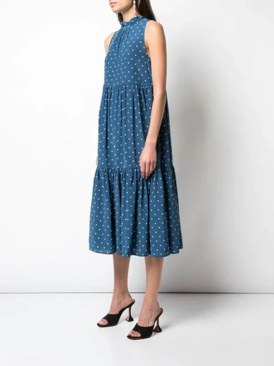 Shop Asceno Polka Dot Dress In Oasis Blue Polka Cw30