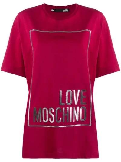 Shop Love Moschino Logo Print T In Red