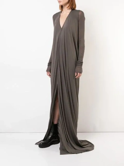 Shop Rick Owens Lilies Gathered Front Maxi Dress - Brown