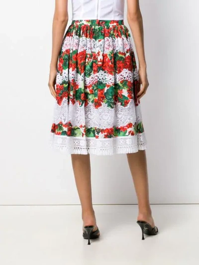 Shop Dolce & Gabbana Floral Lace Embroidered Skirt In Red