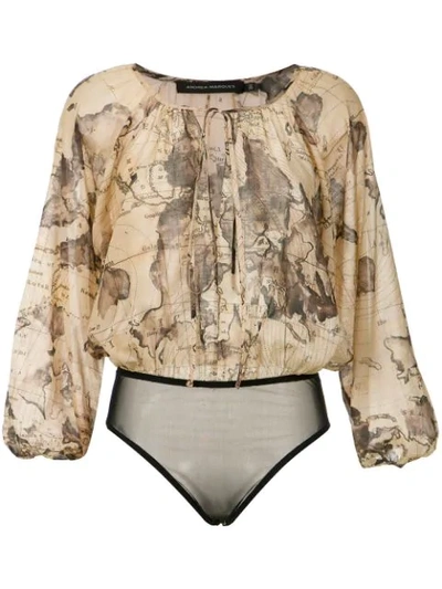 Shop Andrea Marques Map Print Bodysuit In Est Mapa Natural