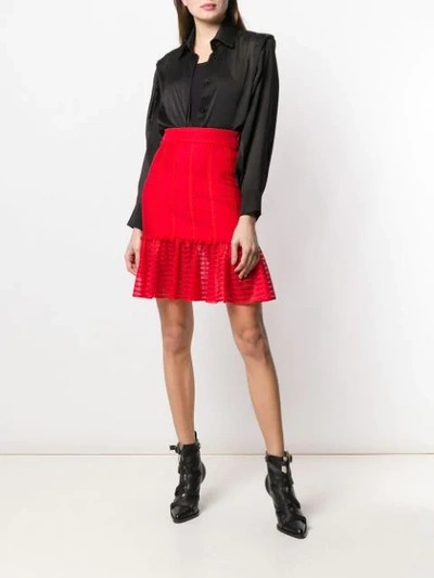 Shop Alexander Mcqueen Sheer Panel Skirt In Red