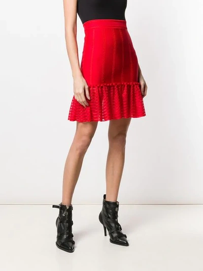 Shop Alexander Mcqueen Sheer Panel Skirt In Red