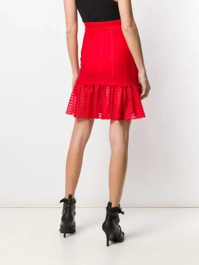 Shop Alexander Mcqueen Sheer Panel Skirt In Red