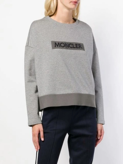 Shop Moncler Logo Patch Sweater In Grey