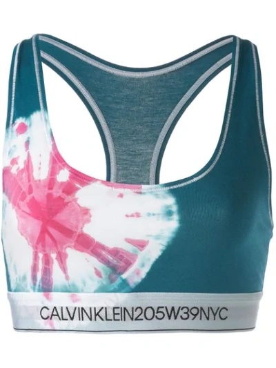 CALVIN KLEIN TIE DYE SPORTS BRA - 蓝色